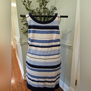 Simply Southern Striped Sleeveless Dress in Blue and White